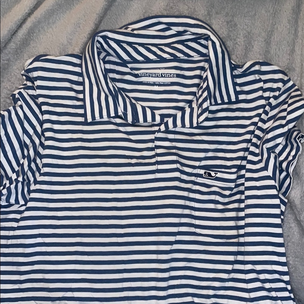 Vineyard Vines Blue and White Striped Polo Shirt